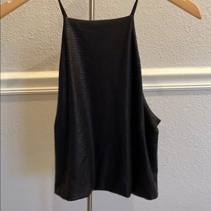 Snake skin black leather tank with open back